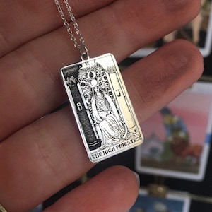 Tarot Karten Halskette RiderWaite Tarot Deck Die Hohepriesterin Tarot Karte 925 Sterling Silber