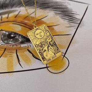 Jeu de tarots Rider Waite The Sun Tarot Card unisexe collier en argent sterling 925
