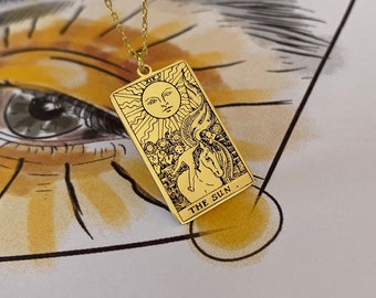 Rider  Waite tarot deck The Sun Tarot Card unisex Necklace 925 sterling silver