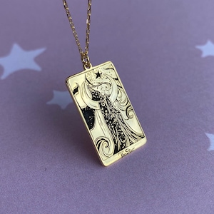 Tarot Karte Halskette, Die Stern-Tarot-Karte Linerworks Serie 925 Sterlingsilber-Halskette