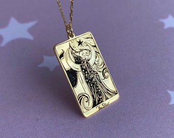 Collar de la Carta del Tarot de la Estrella: Diseño Linerworks en plata de ley 925