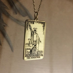 Tarot card necklace , Magician Tarot Card 925 sterling Silver Necklace