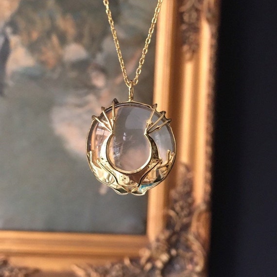 Lapis Lazuli Moon Necklace: Sterling Silver Carved Pendant