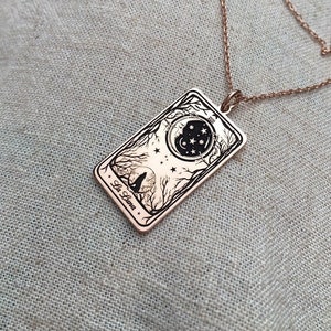 Valentine's day gift, Tarot card necklace La Luna Linerworks Series Tarot 925 silver Necklace, the moon tarot pendant , gift for her/him