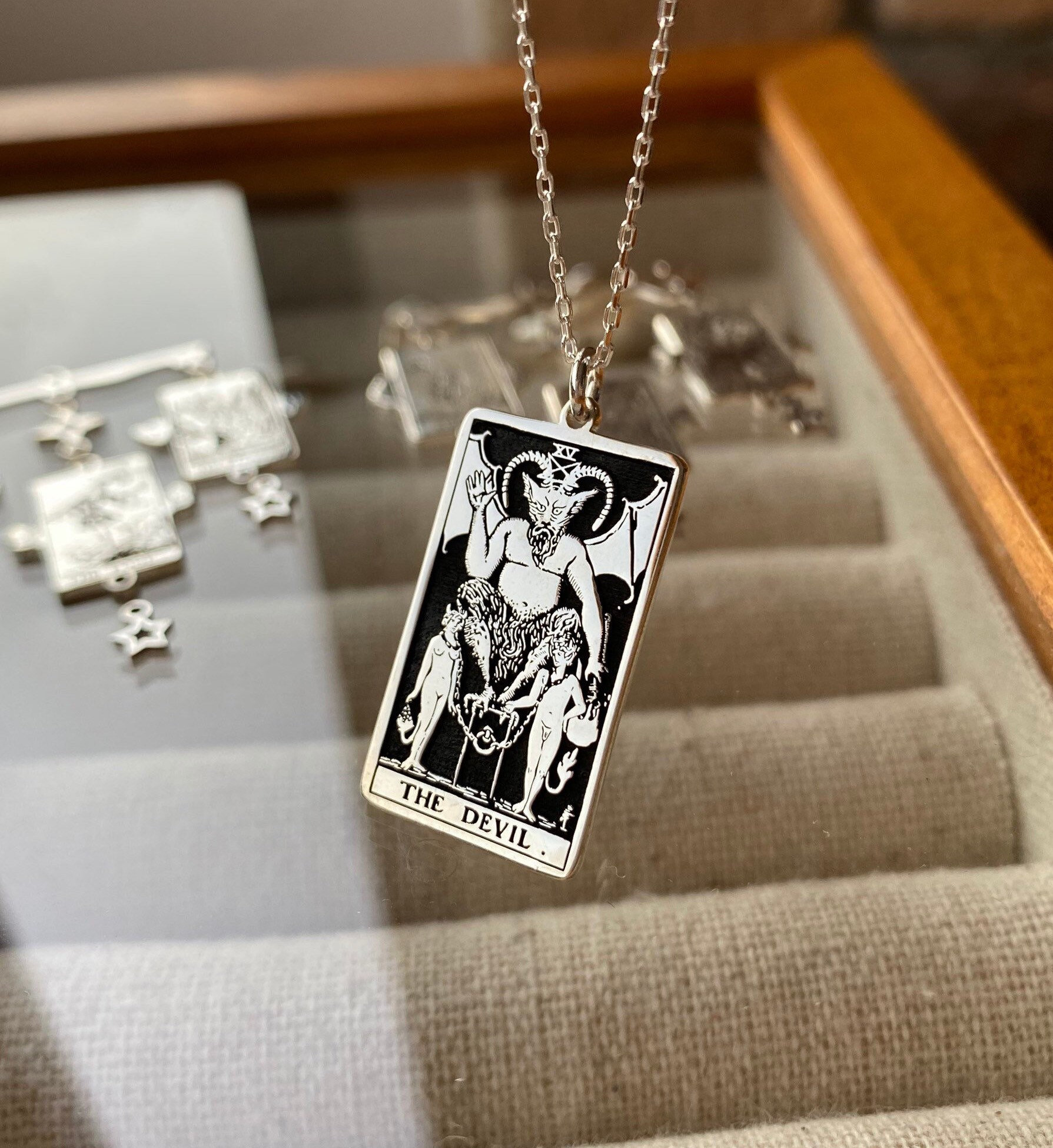 Sterling Silver Devil Tarot Card Necklace - Rider Waite Pendant - Etsy