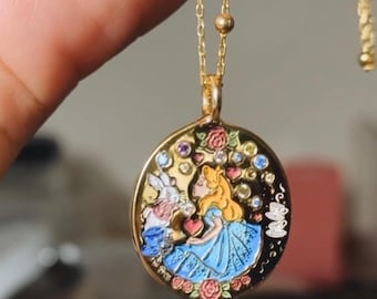 Wonderland Inspired Hand Painted Enamel Pendant | Storybook Necklace | Whimsical Sterling Silver Jewelry