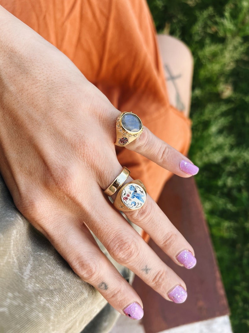 The Nightingale and The Rose Illustration engrave on sterling silver ring, special work Of Linerworks , Linerworks Fairy Tale Collection image 6