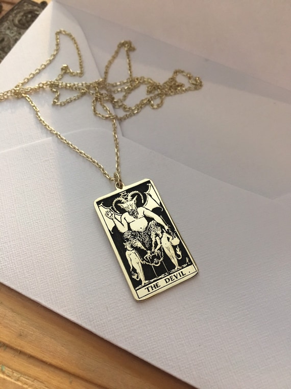 Sterling Silver Devil Tarot Card Necklace - Rider Waite Pendant - Etsy
