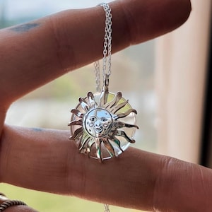 Quartz Sun face 925 sterling Silver necklace