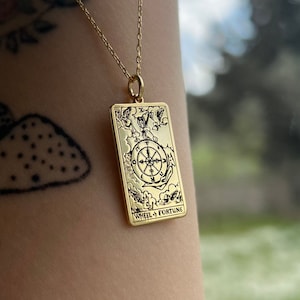Tarotkaartketting, rad van fortuin tarotkaart 925 sterlingzilveren ketting, rider waite dek tarotketting