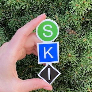 SKI Letters Sticker, Ski Sticker, Snowboard Sticker, Black Diamond, Ski Trip Sticker, Ski Vacation Sticker, Snow Sticker