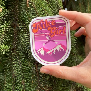 Pink Hike Like a Girl Sticker, Backpacking Decal, Hiking Sticker Decal for Cups, Explorer Window Decals, Adventurer Laptop Sticker