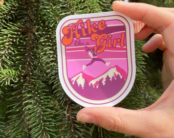 Pink Hike Like a Girl Sticker, Backpacking Decal, Hiking Sticker Decal for Cups, Explorer Window Decals, Adventurer Laptop Sticker