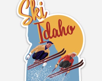 Ski Idaho Vintage Skiers, Ski Idaho, Ski Sticker, Idaho Sticker, Vintage Ski Sticker, Retro Ski Sticker, Idaho Ski Sticker