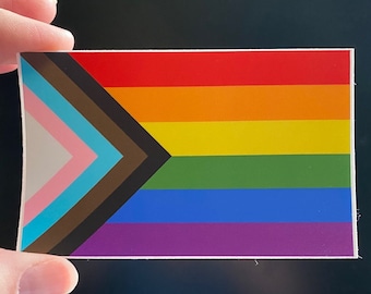 Progressive Pride Flag Sticker, LGBTQ+ Flag, Pride Flag