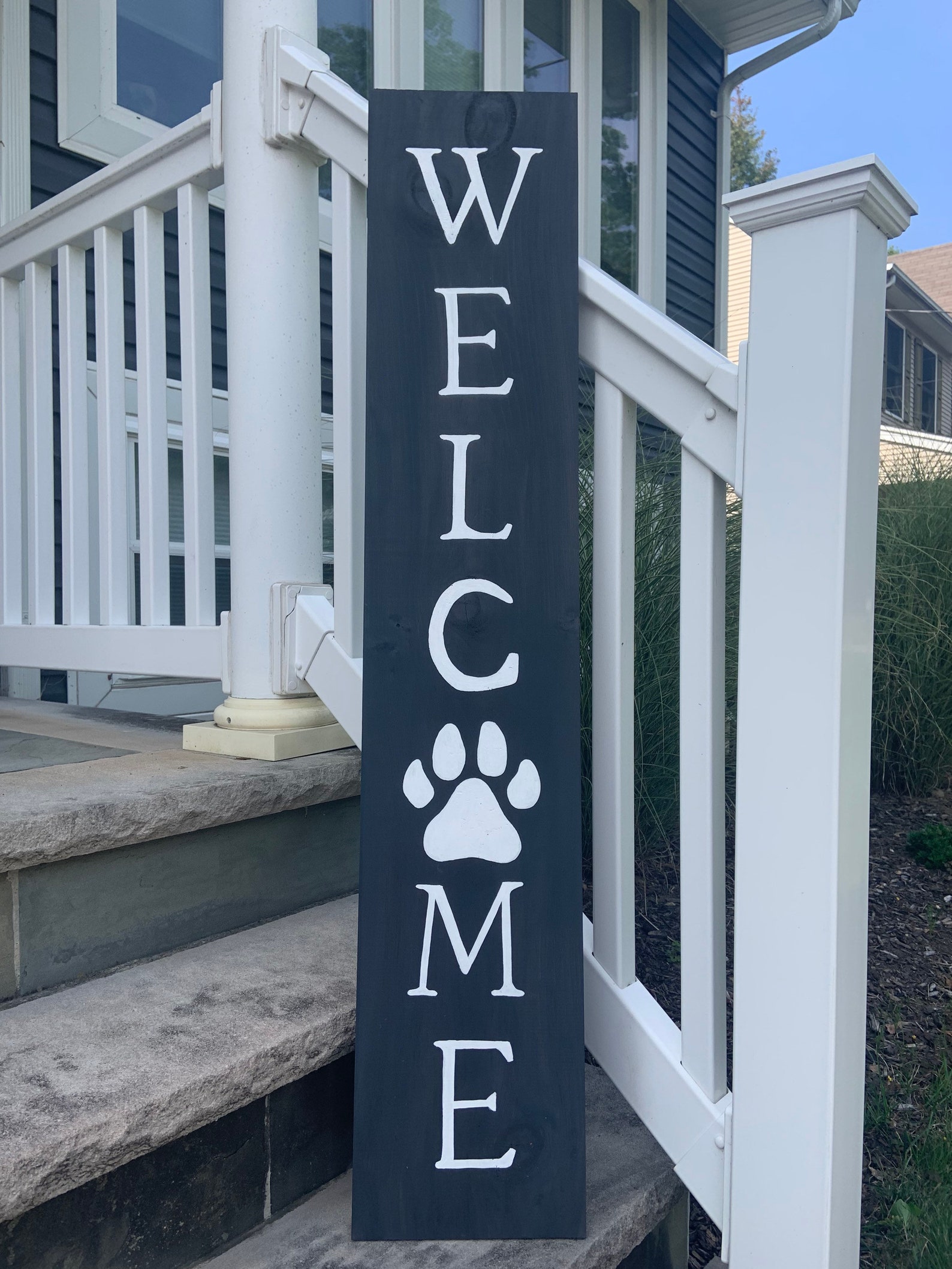 Paw Print Sign Front Door Paw Print Etsy