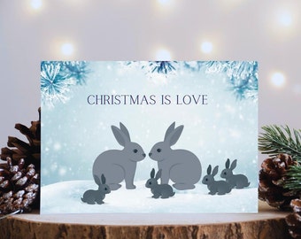 Gray Bunny Christmas Card