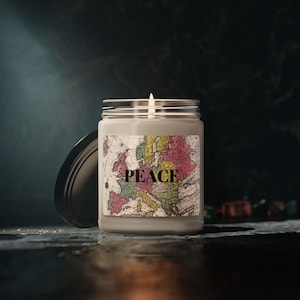 Peace, Antike Landkarte erbaulich, inspirierend, Mentale Gesundheit, Spa, Beruhigung, Duftkerze, Sojabohnenöl, 9 Unze