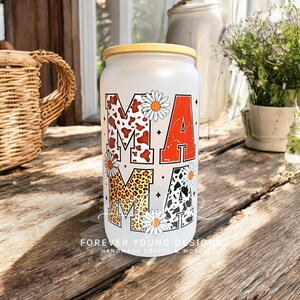 Western Mama Frosted Glass Cup | 16oz | Mother&#39;s Day Gifts | Forever Young Designs | Handmade | Ready to Ship Gifts | Country Aesthetic
