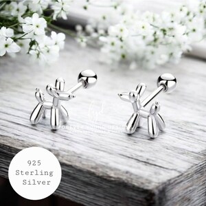 925 Sterling Silver Earrings | Balloon Dog Earrings | Screw Back Studs | Hypoallergenic Earrings | Kids Earrings | Minimalist Jewelry