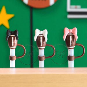 Coquette Football Straw Topper | Game Day Accessories | 10mm Straws | Cup Decor | Forever Young Designs | Ready to Ship Gifts | Sports Mom
