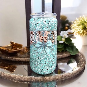 Howdy Snow Globe Cup | Turquoise Western Cow Print Tumbler | 16oz | Cowgirl Gift | Ready to Ship Gifts | Glass or Acrylic