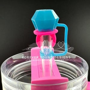 Candy Pop Straw Topper | Blue Raz Straw Charm | Watermelon Tumbler Accessory | 10mm Silicone Ring | Fun Summer Cup Topper | Tumbler Charm