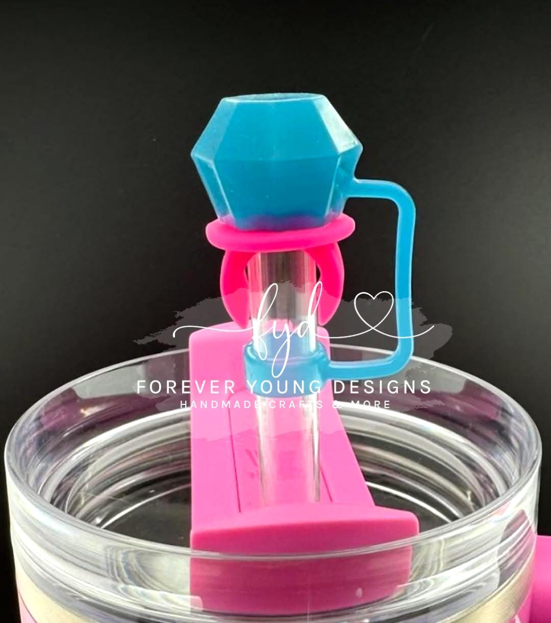 Candy Pop Straw Topper | Blue Raz Straw Charm | Watermelon Tumbler Accessory | 10mm Silicone Ring | Fun Summer Cup Topper | Tumbler Charm
