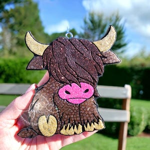 Highland Cow Car Freshie | Western Car Air Freshener | Farm Animal Car Decor | Country Cow Gift | Rustic Car Accessory | READ DESCRIPTION