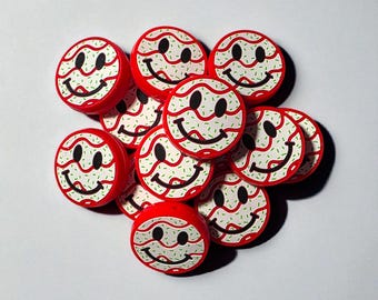 15mm Happy Emoji Round Silicone Bead | Yellow Happy Smiley Emoji