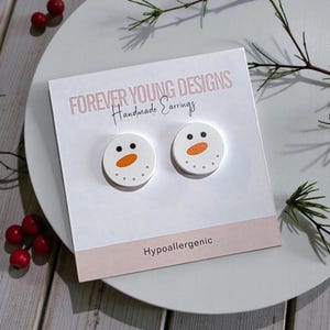 Chilly Smiles Earrings | .75” Winter Studs | Stainless Steel Posts | Cute Holiday Fashion | Christmas | Hypoallergenic