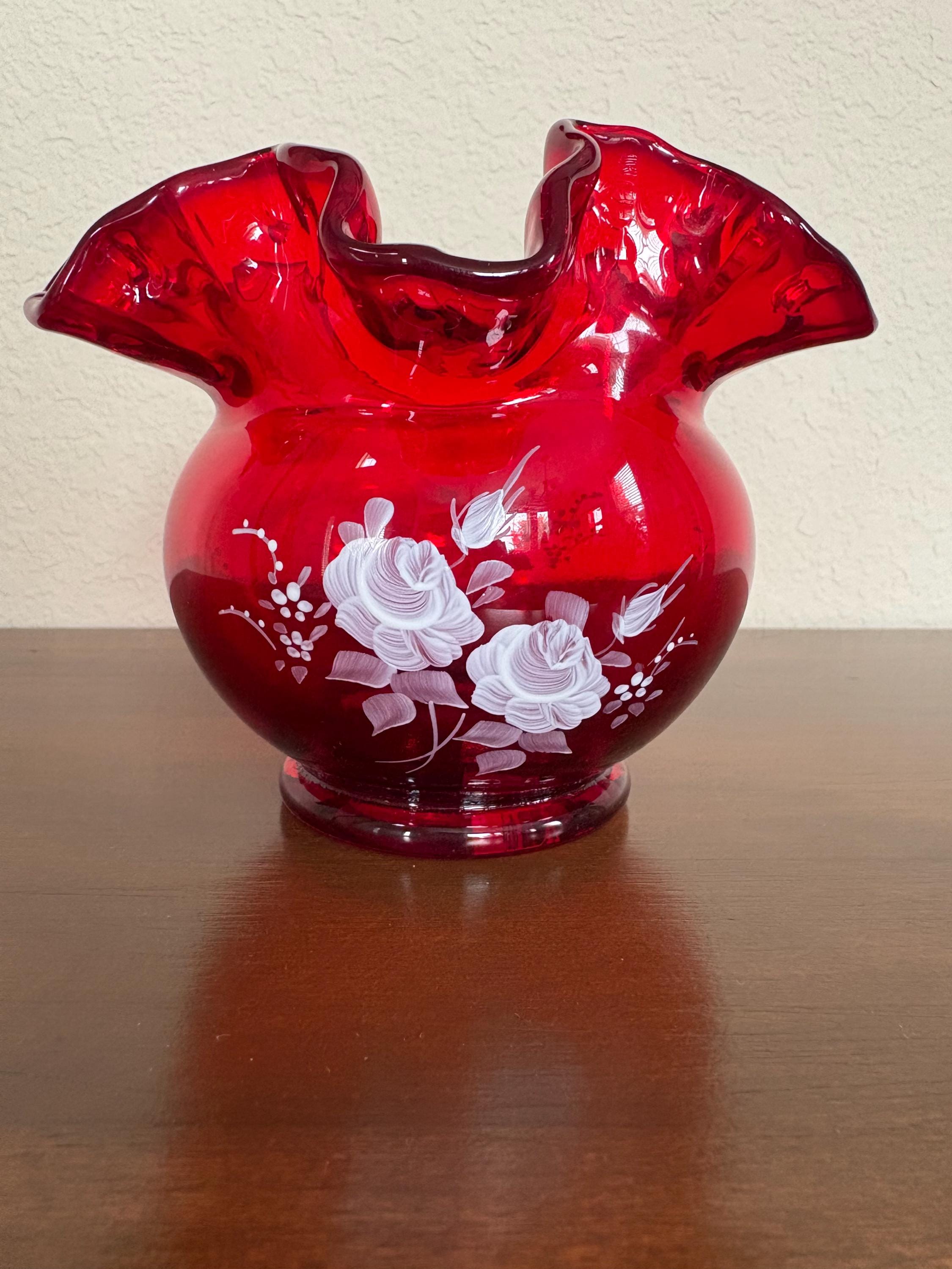 Fenton Red Vase - Etsy