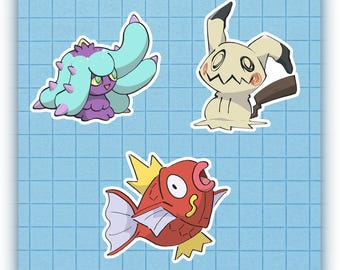 Pokemon Mimikyu, Magikarp Mareanie Vinyl Stickers