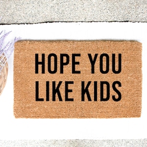 Hope You Like Kids 100% Coir Natural Beige Doormat 30&quot; x 18&quot;: Custom Hand Painted