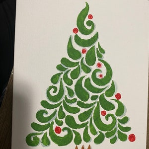 アクリル画 題名「クリスマスツリー」 小さなクリスマスツリー アクリルスタンド クリスマスツリー