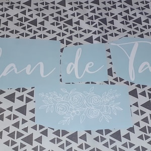 Stickers inscription plan de table motifs floral, stickers plan de table, stickers mariage, stickers personnalisés mariage, plan de table