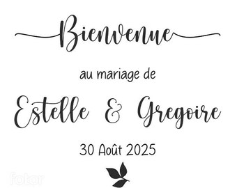 Stickers vinyle panneau de bienvenue, panneau d'accueil mariage, panneau bois mariage, panneau mariage,  bienvenue mariage, sticker vinyle