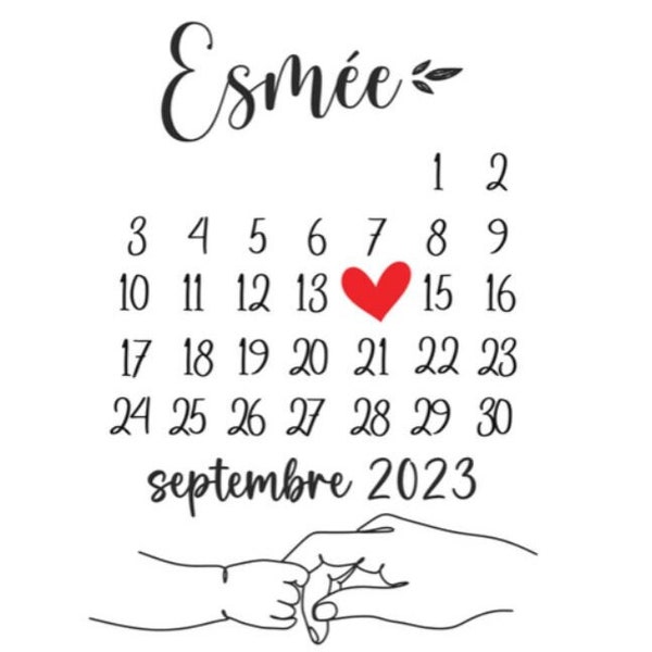 Stickers date importante, Calendrier à personnaliser avec prénom, stickers naissance, cadre naissance, bébé naissance, Cadeau naissance