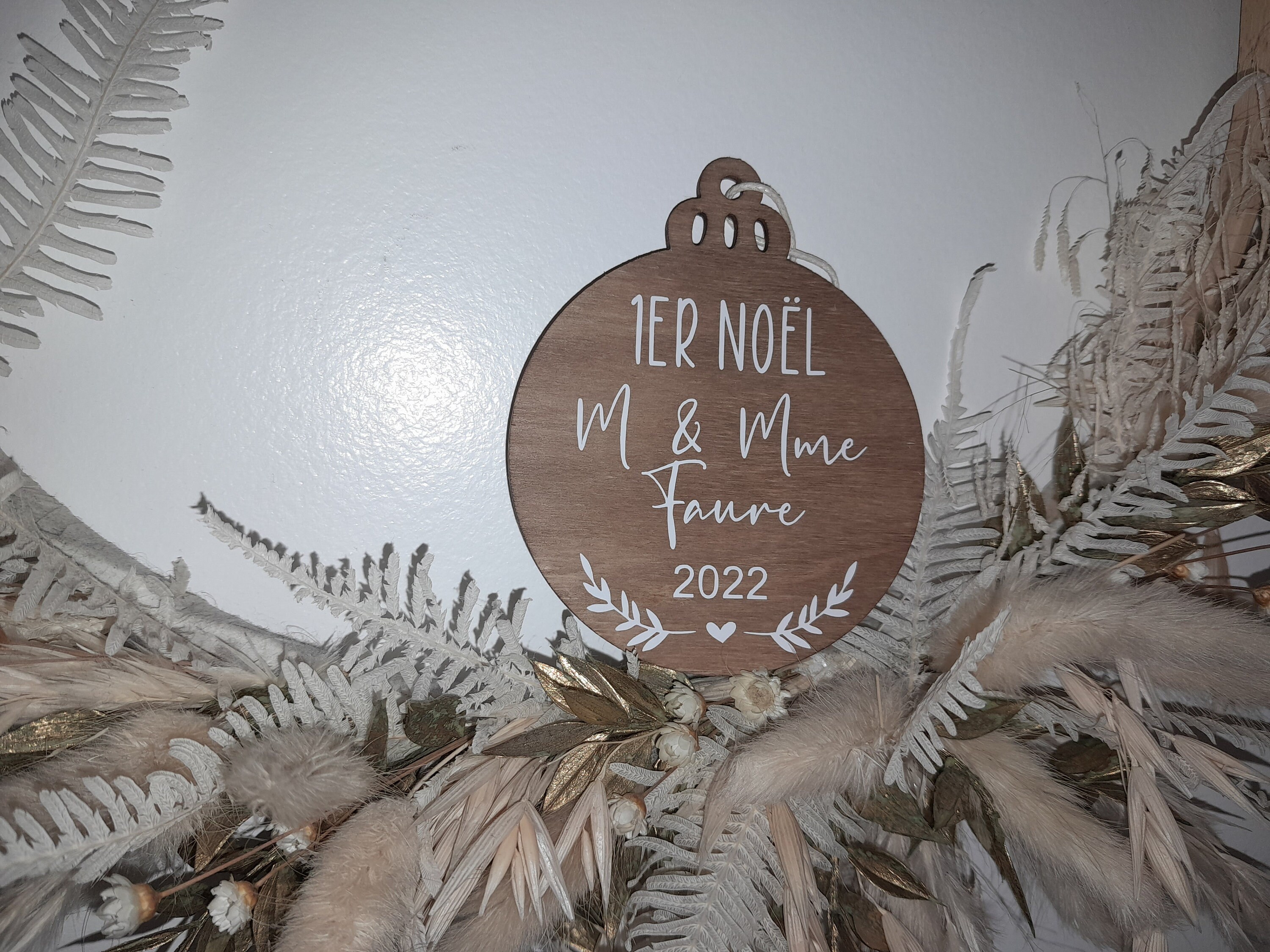 Wooden wedding ball, wooden Christmas wedding ball, wooden Christmas ball, personalized wooden ball, tree ornament, Merry Christmas, personalized Christmas