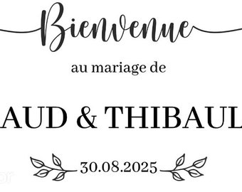 Stickers vinyle panneau de bienvenue, panneau d'accueil mariage, panneau bois mariage, panneau mariage,  bienvenue mariage, sticker vinyle