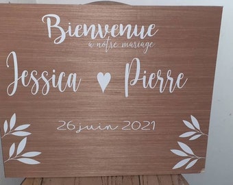 Stickers vinyle panneau de bienvenue, panneau d'accueil mariage, panneau bois mariage, panneau mariage,  bienvenue mariage, sticker vinyle