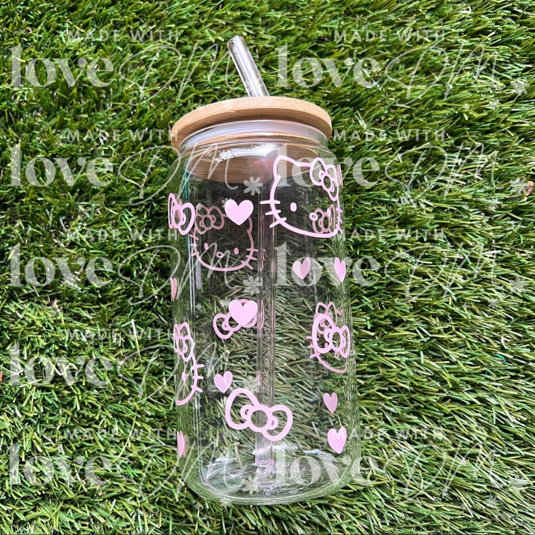 Cat and Friends Iced Coffee Glass Cup Kitty Beer Can Glass Kawaii