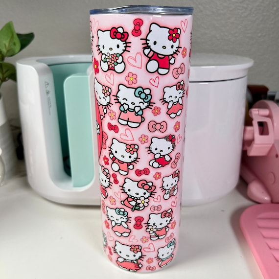 Kitty and Friends Stainless Steel Tumbler Cute Pink Girly Tumbler Cup  Kawaii Cat Bunny and Frog Gift for Her Friend Sister Valentine 