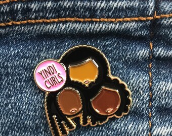 Yindi Curls Enamel Pin Badge