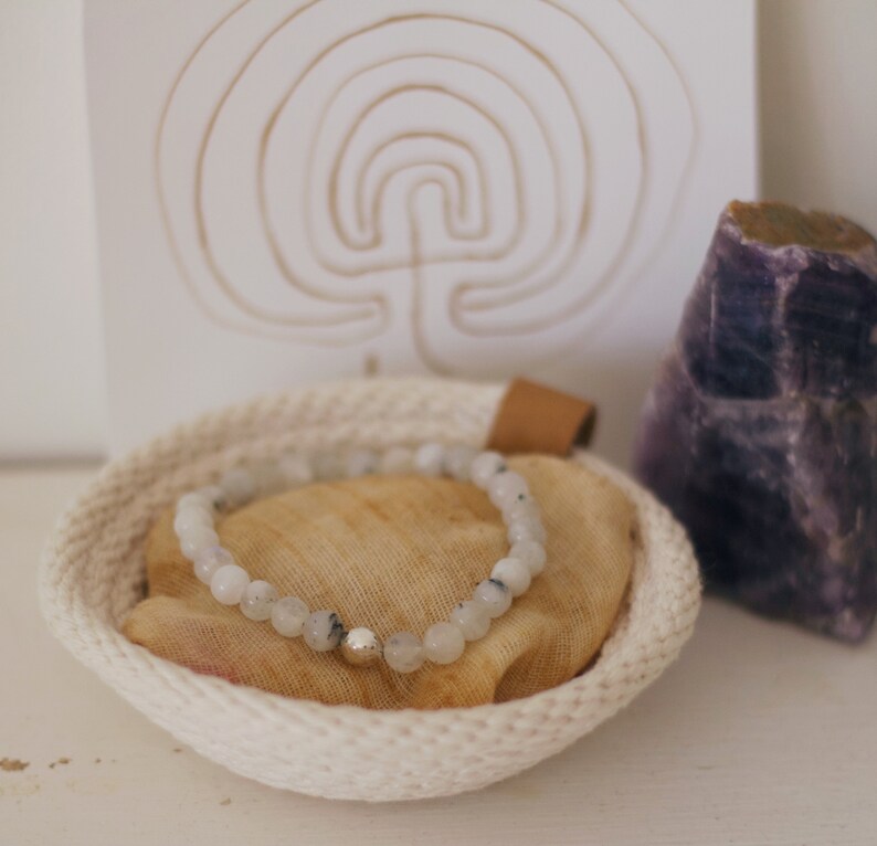 Support Seed Moonstone Bracelet Natural Moonstone Doula Jewellery,Midwife Gift Postpartum Gift Pregnancy Jewellery Sterling Silver Bead