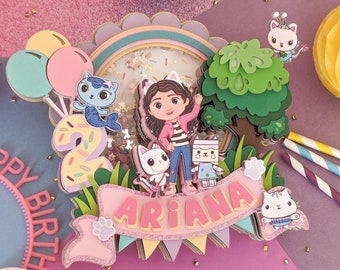 Gabby's Dollhouse Cake Topper, Gabby's Dollhouse, Gabby Cat, Cat Birthday Party, Girl Party, Kitty Fairy, Cakey Cat, Sprinkle Party
