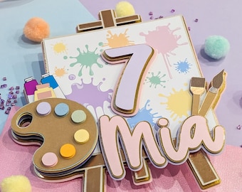 Artist Cake Topper, Art Paint Party, Painter Birthday,  Art Easel Paint Brush Cake Decoration, Paint Palette, Pastel Artist Cake Topper