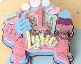 Candyland Cake Topper, Candyland Theme, Ice Cream and Donut Cake, Ice Cream Cake, Pastel Girl Party, Cotton Candy Party, Sweet Shoppe Party