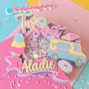 Two Sweet Cake Topper: Pastel Candyland Party Decor