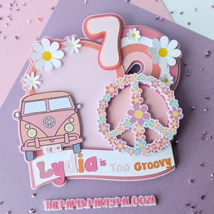 Two Groovy Party Cake Topper, Pastel Groovy Cake, Retro Birthday Party Decorations, Hippie 70s Cake Topper, Groovy Girl Cake Topper